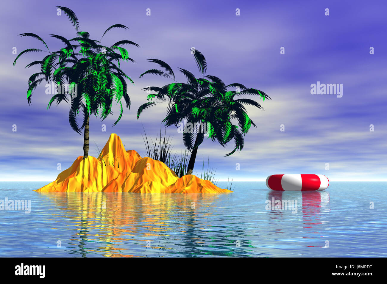 Mature palms Palm tree lonesomely acqua salata oceano mare di sola acqua lonely Foto Stock