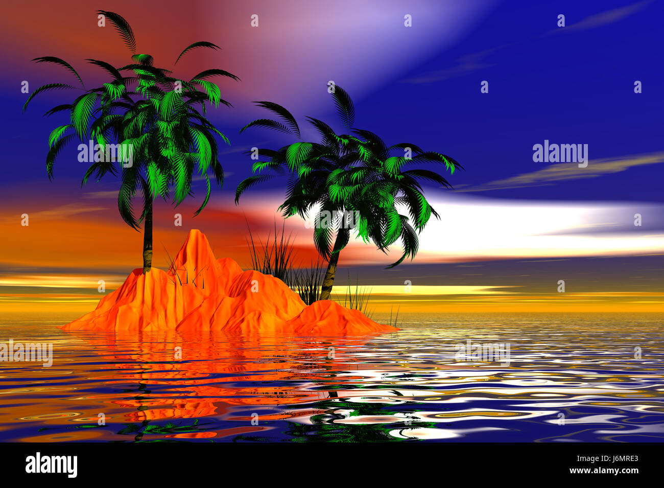 Mature palms Palm tree lonesomely acqua salata oceano mare di sola acqua lonely Foto Stock