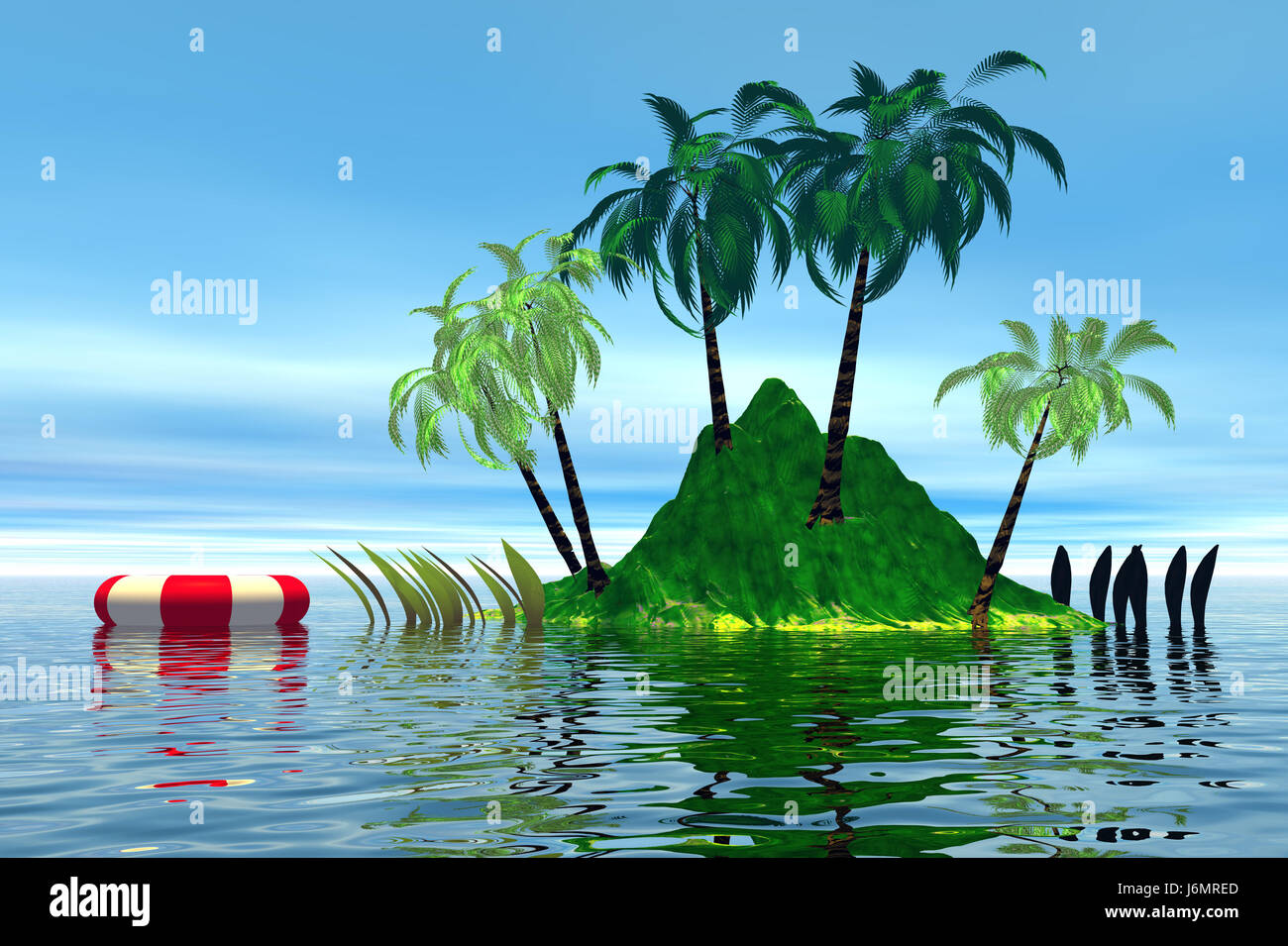 Mature palms Palm tree lonesomely acqua salata oceano mare di sola acqua lonely Foto Stock