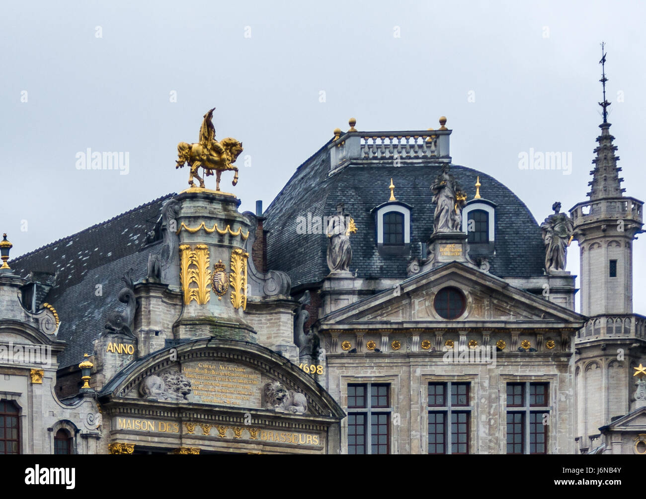 Carino architettura di Bruxelles centro città, Belgio Foto Stock