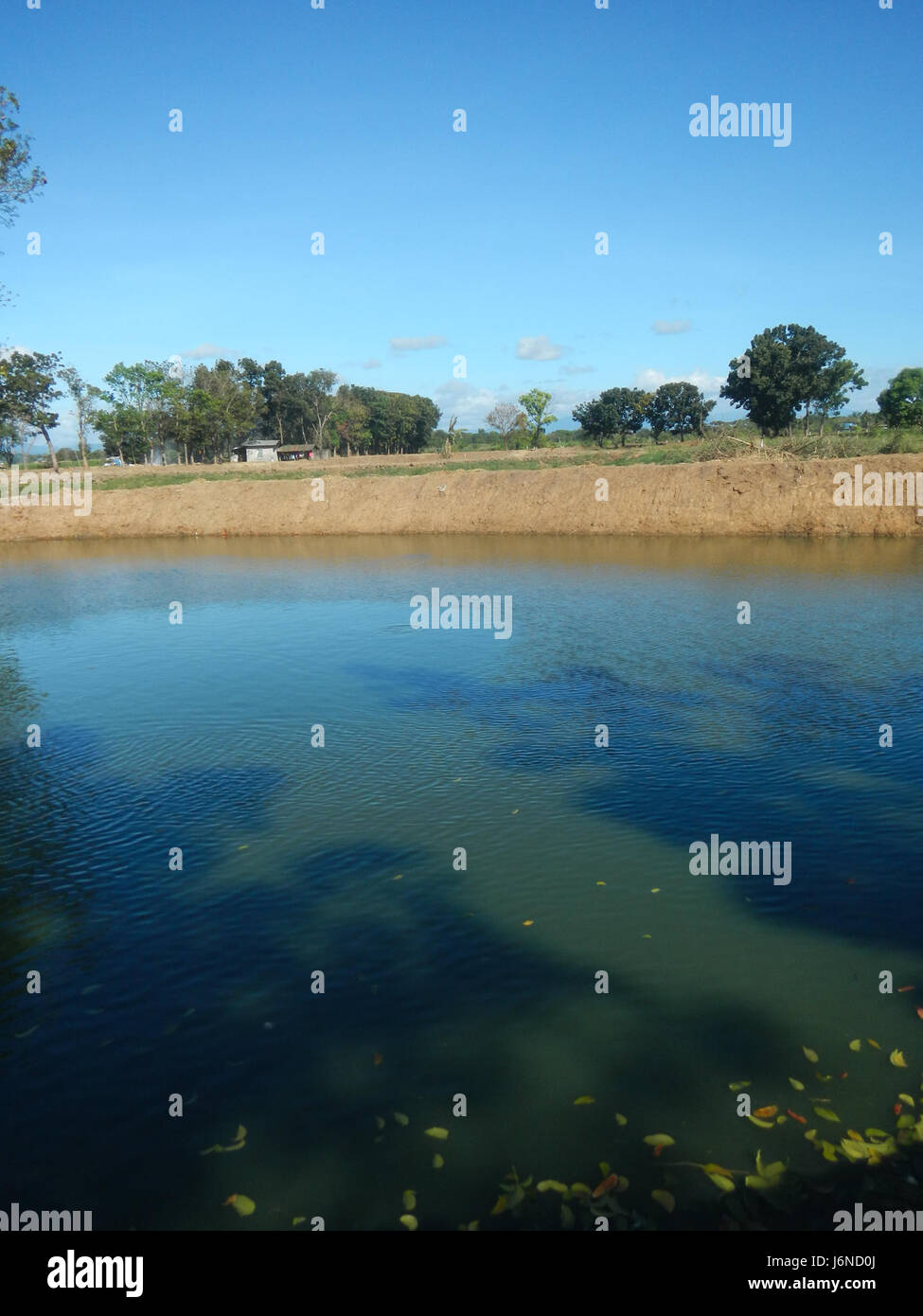 Gli stagni di pesci di Malamig, Bustos, Bulacan, sono parte integrante dell'industria dell'acquacoltura locale. Questa zona è nota per le sue significative attività di acquacoltura, che contribuiscono all'economia regionale e alla produzione alimentare locale. Foto Stock