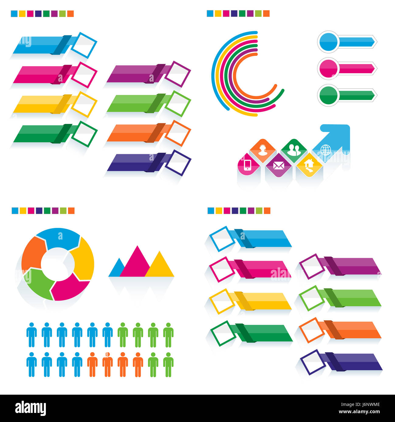 Business modello infografico set. Illustrazione Vettoriale. Può essere utilizzato per il layout di flusso di lavoro, banner, diagramma, il numero delle opzioni, web design, elemento della sequenza temporale Foto Stock