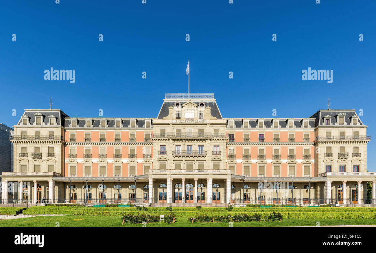 Palais Wilson, sede dell'Ufficio dell'Alto Commissario delle Nazioni Unite per i Diritti Umani, OHCHR, Ginevra, Svizzera Foto Stock