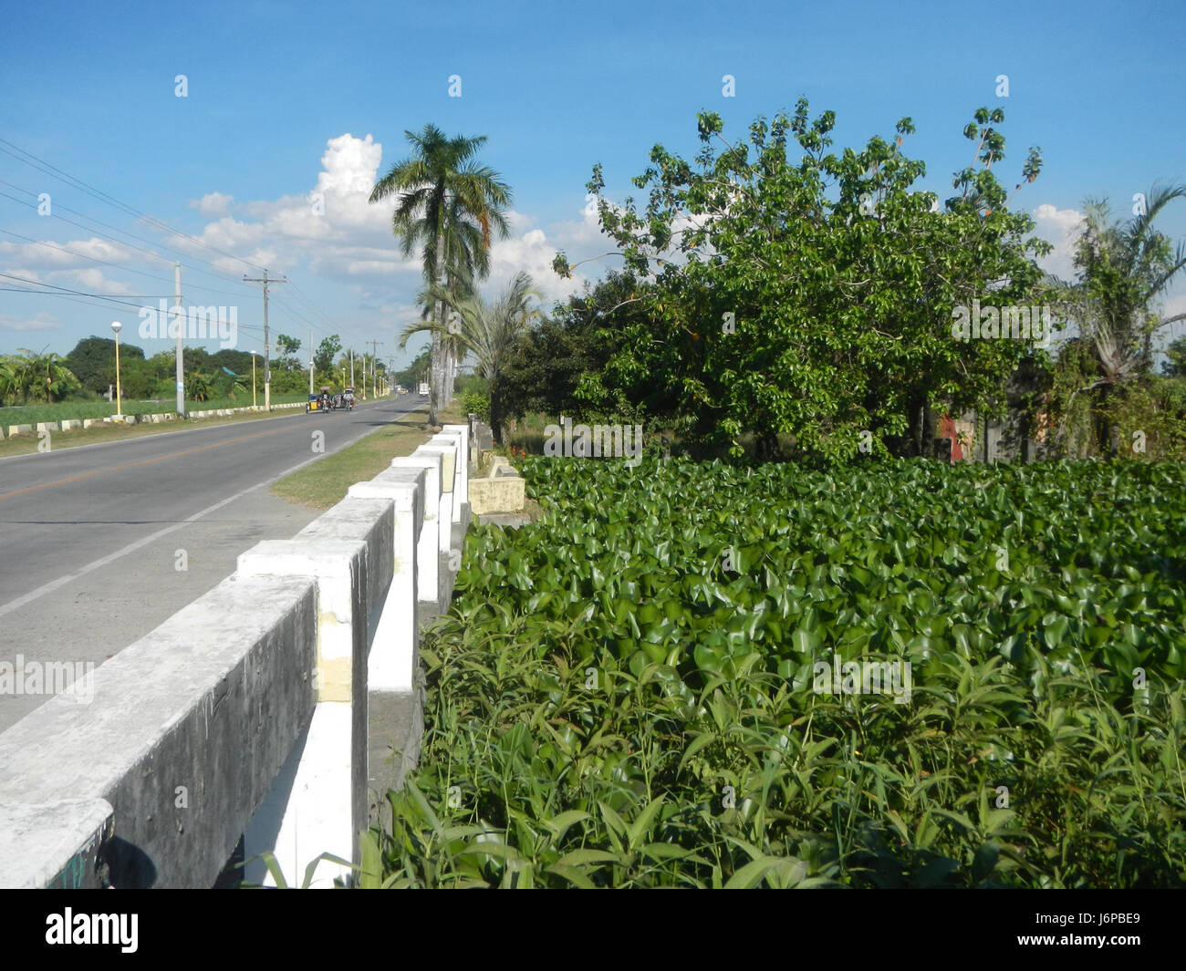 La Candaba Santa Ana National Road è una strada principale che attraversa aree come Pasig, Pampanga e Pansul. Include infrastrutture come i tombini scatolati per il drenaggio ed è fondamentale per il trasporto locale. Foto Stock