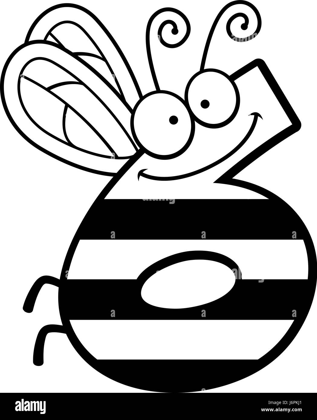 Un cartoon illustrazione del numero sei con un tema di insetti. Illustrazione Vettoriale