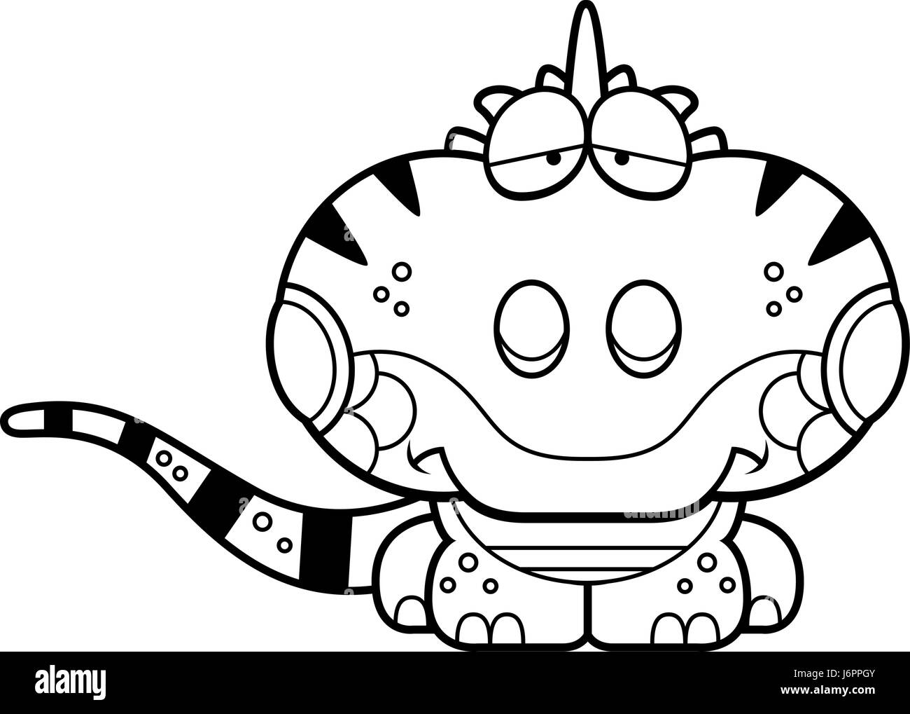 Un cartoon illustrazione di un iguana con un espressione triste. Illustrazione Vettoriale