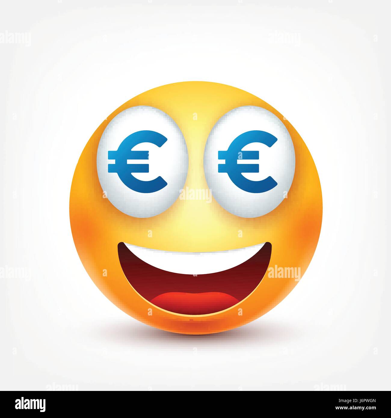 Smiley,soldi,faccina sorridente. Faccia gialla con le emozioni. L'espressione del viso. 3D realistici gli Emoji. Divertente personaggio dei fumetti.L'umore. Icona del Web. Illustrazione Vettoriale. Illustrazione Vettoriale