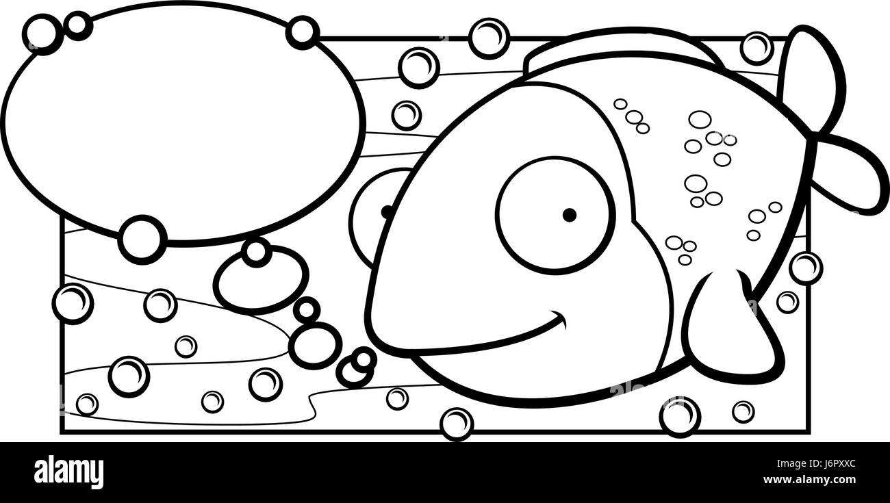 Un felice cartoon parla di pesce e sorridente. Illustrazione Vettoriale