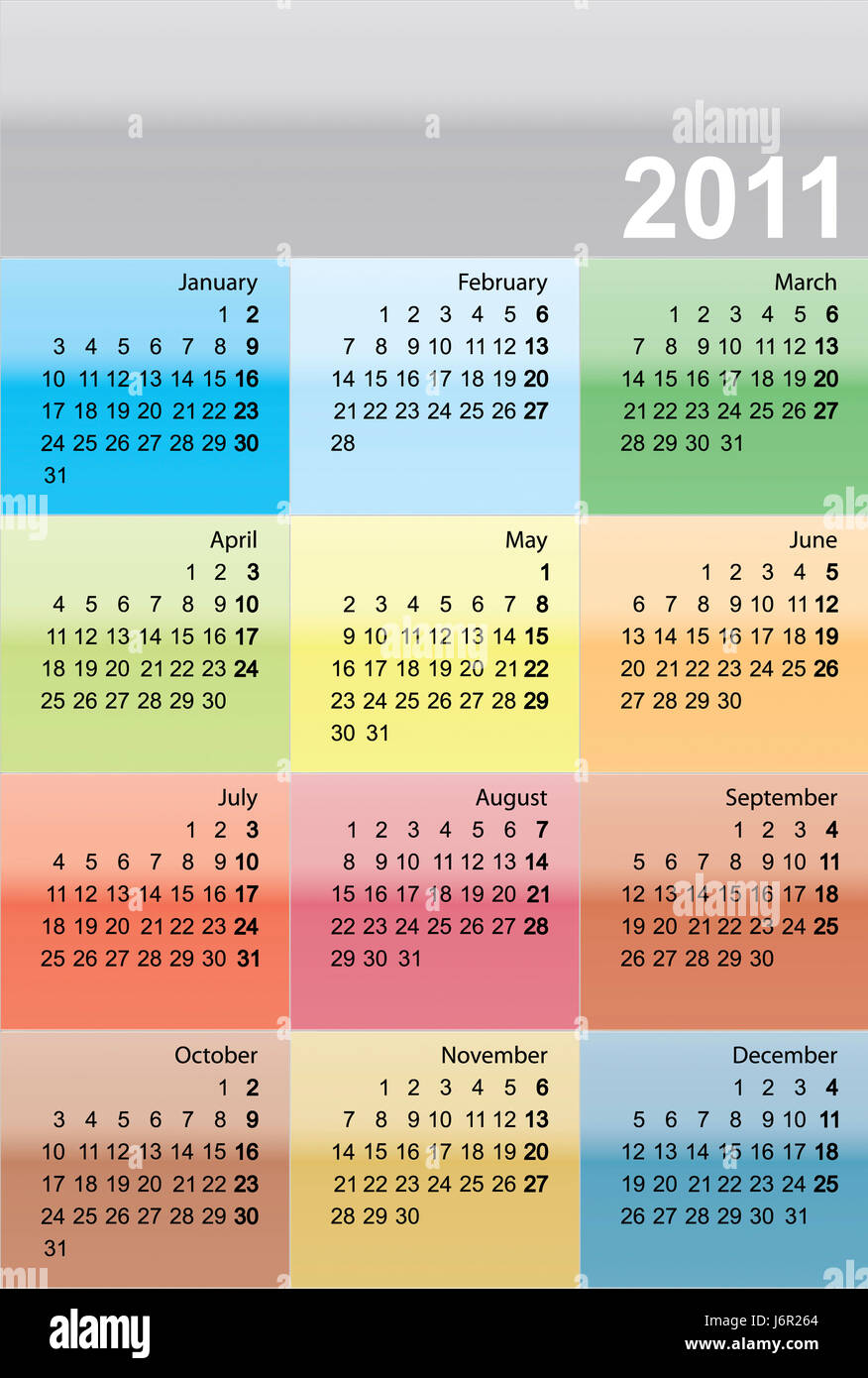 Planner giorno durante il giorno mese mesi anni anno calendario calendario modello Foto Stock