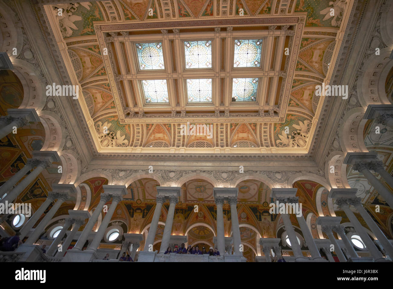 La grande sala della Biblioteca del Congresso Thomas Jefferson edificio principale a Washington DC USA Foto Stock