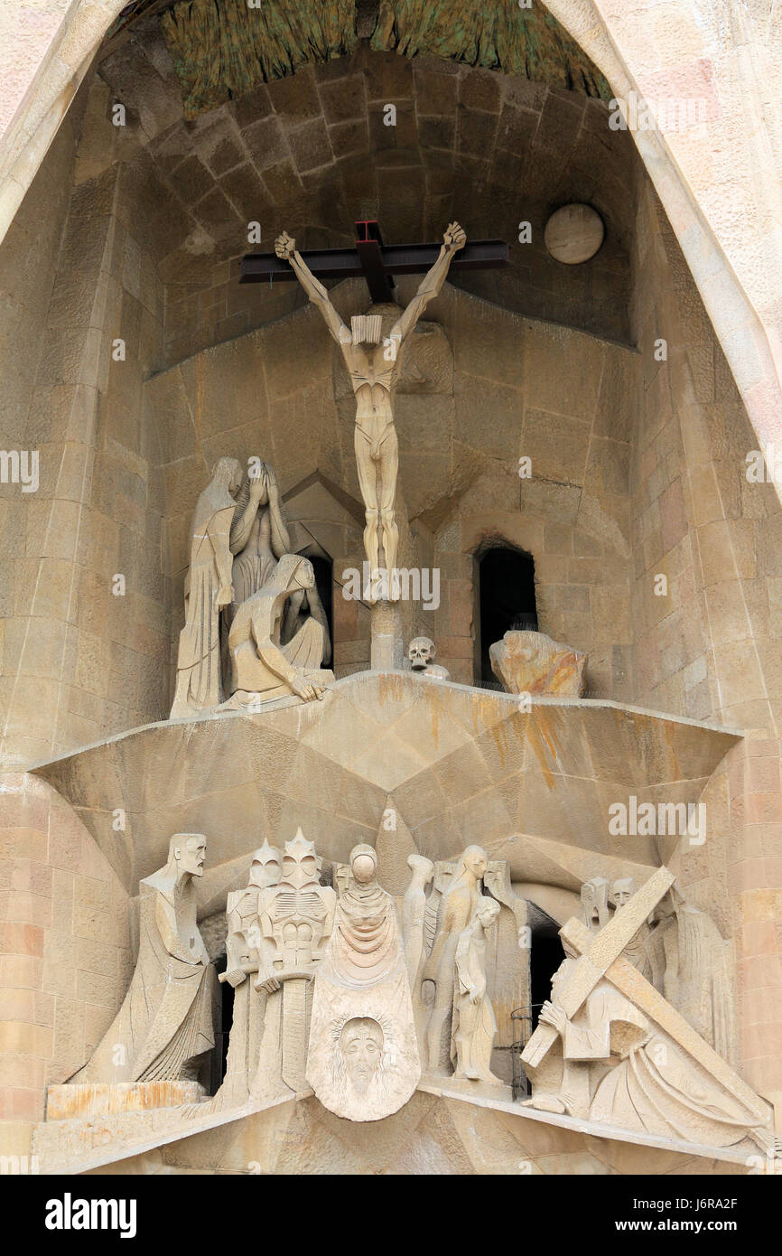 La morte della crocifissione di Gesù di Barcellona dettaglio morte chiesa cattedrale a croce europa Foto Stock