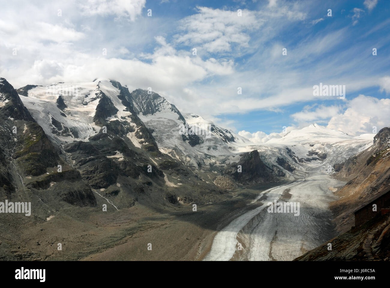 Alpi ghiacciaio della valle montuosa di blue mountain summit freddo austriaci Foto Stock