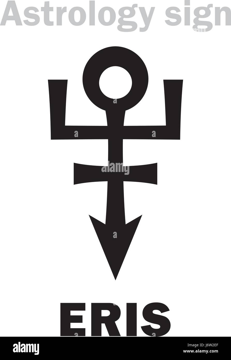 Alfabeto astrologia: ERIS, più massiccia e la seconda più grande superdistant Dwarf Planet. Caratteri geroglifici segno (simbolo unico). Illustrazione Vettoriale