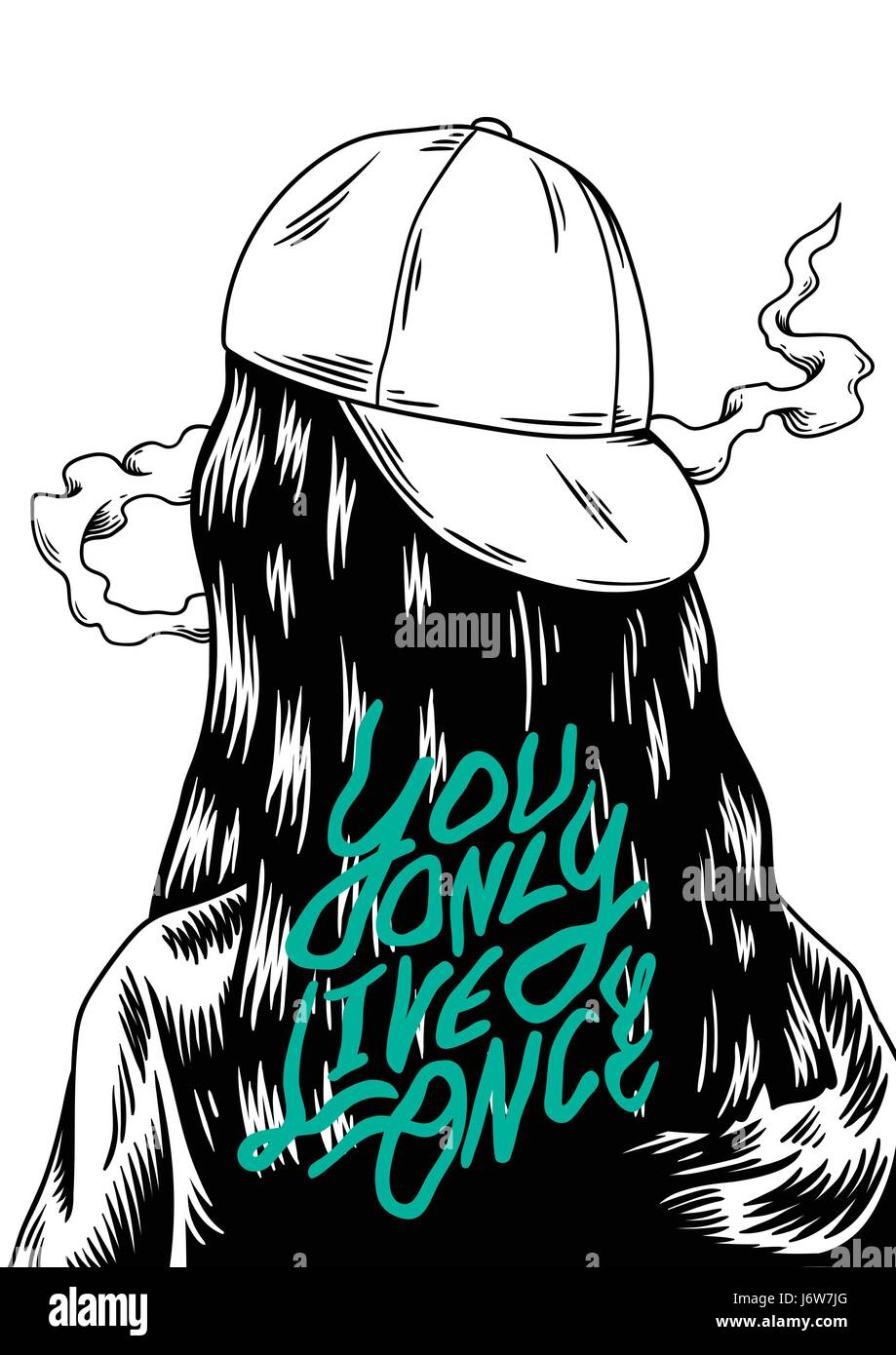 Si vive una volta sola una frase sulla persona capelli illustrazione grafica illustrazione Illustrazione Vettoriale