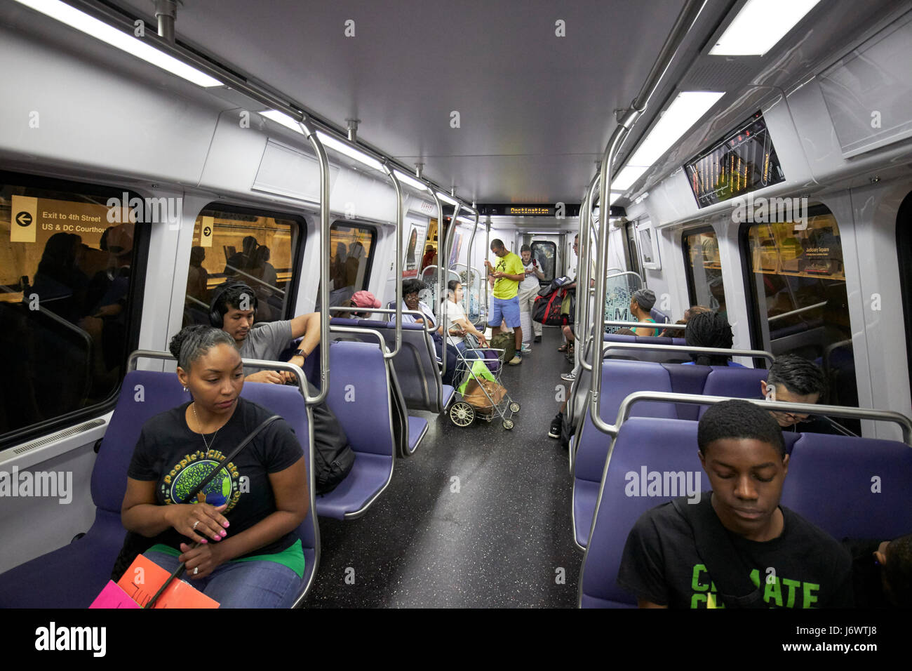 Interno della serie 7000 kawasaki metro treno sistema di DC di Washington STATI UNITI D'AMERICA Foto Stock
