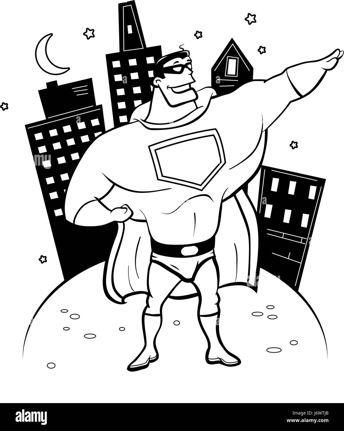 Un supereroe dei cartoni animati di pattuglia di notte. Illustrazione Vettoriale