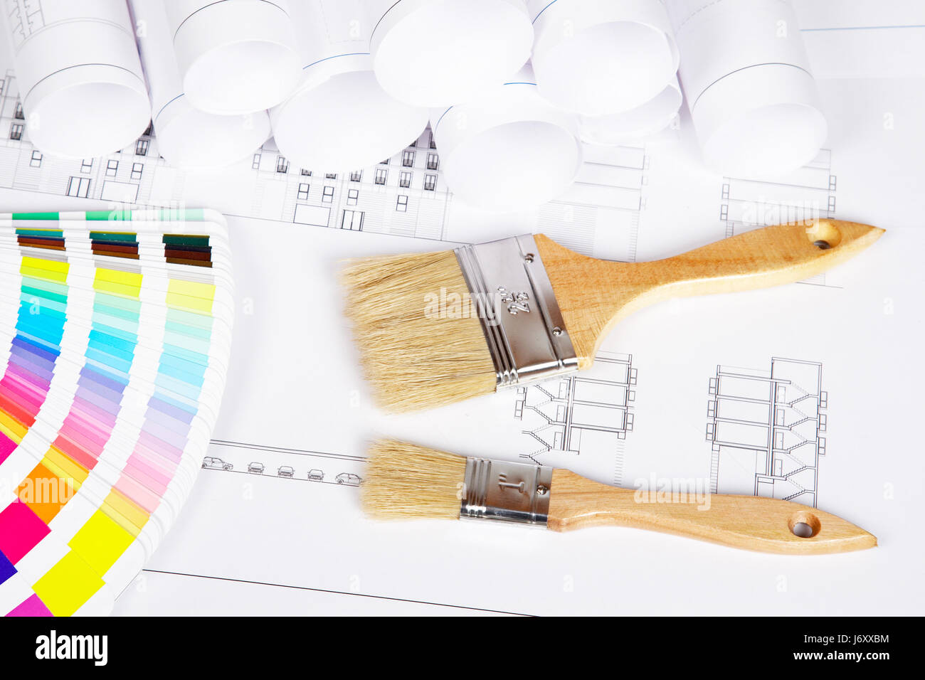 Costruzione casa diagramma architettonico del modello di colore del progetto piano di concetto Foto Stock