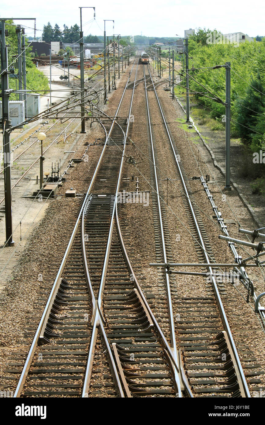 I binari ferroviari Stazione treni di smistamento ferroviario trasporto ferroviario i binari ferroviari stazione Foto Stock