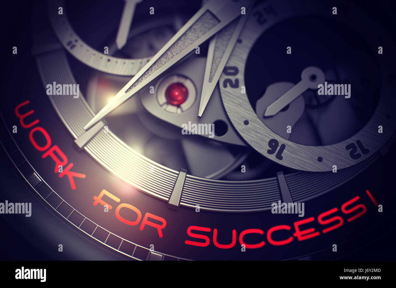 Lavorare per il successo sull'orologio automatico meccanismo. 3D. Foto Stock