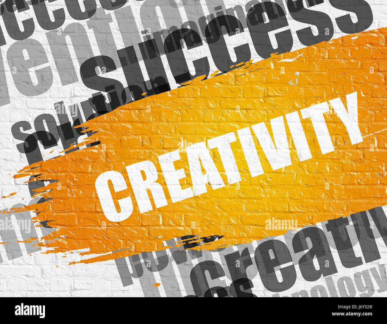 La creatività sul muro di mattoni. Foto Stock
