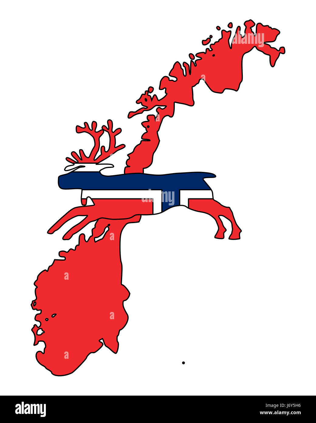 Animale bandiera della Norvegia scandinavia norvegese di renne segno blu segnale opzionale Foto Stock