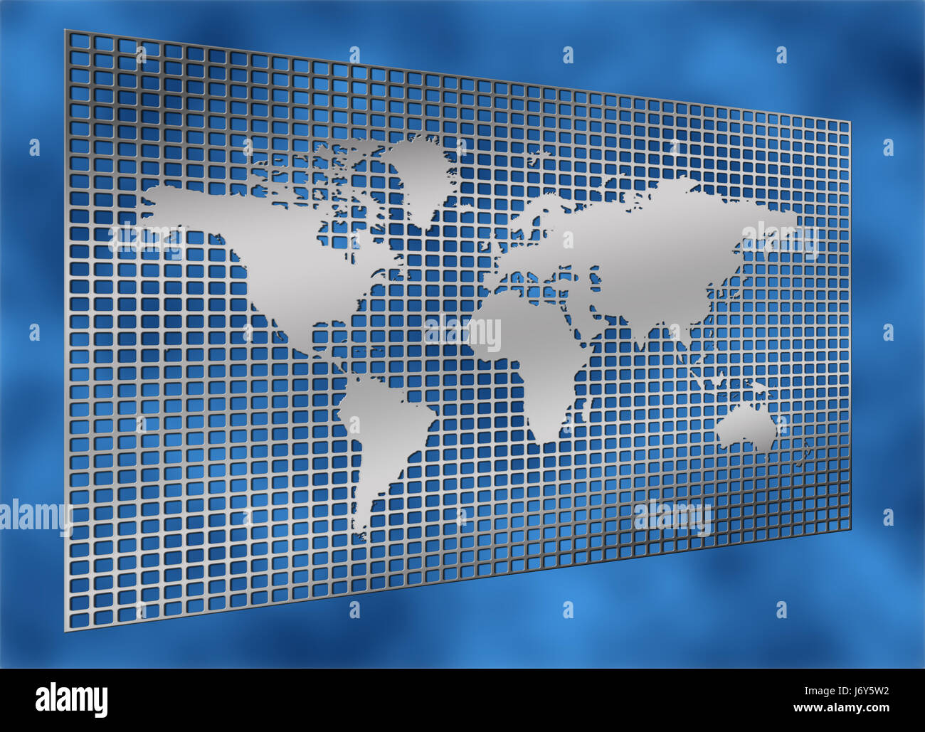 Parete metallica di metallo globe pianeta terra mondiale continenti mappa atlas mappa di Foto Stock