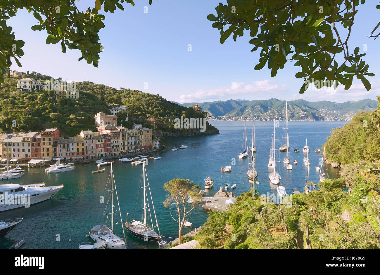 La baia di Portofino - Mar Ligure - Italia Foto Stock