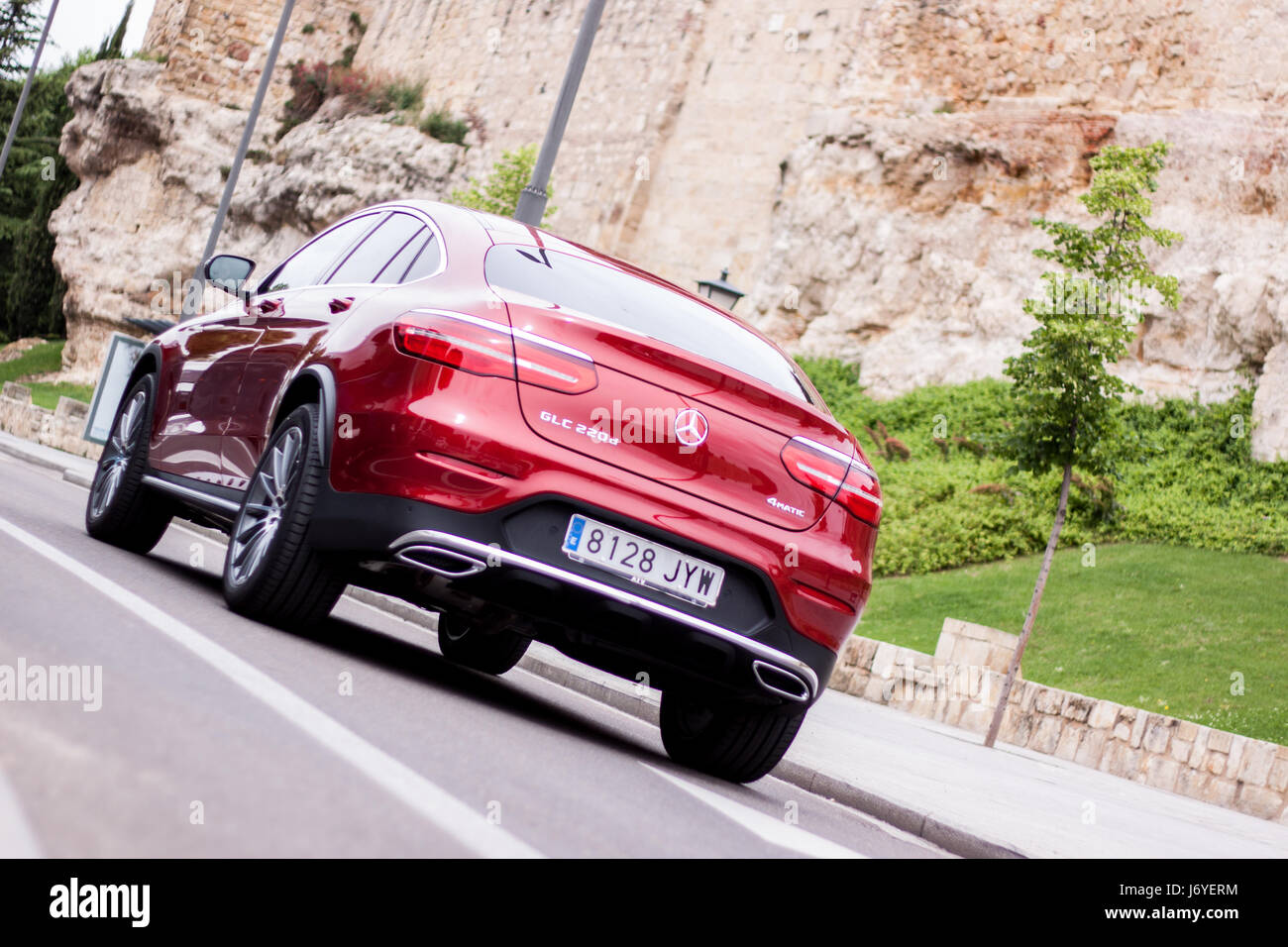 Mercedes Benz GLC 220 Coupe nelle strade di Salamanca Foto Stock