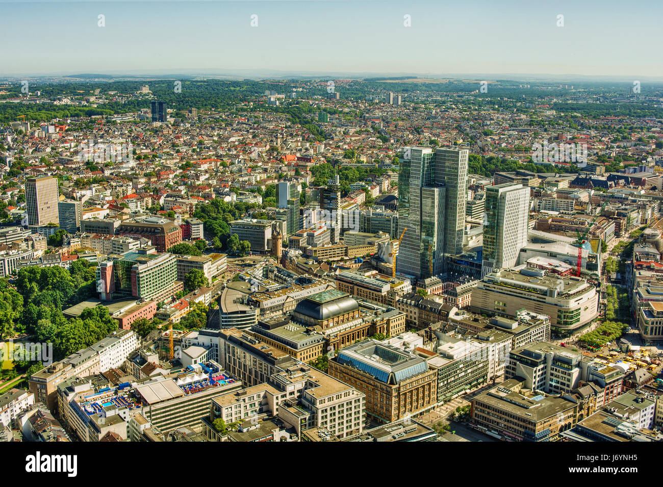 Skyline della città, Francoforte sul meno, Assia, Germania Foto Stock