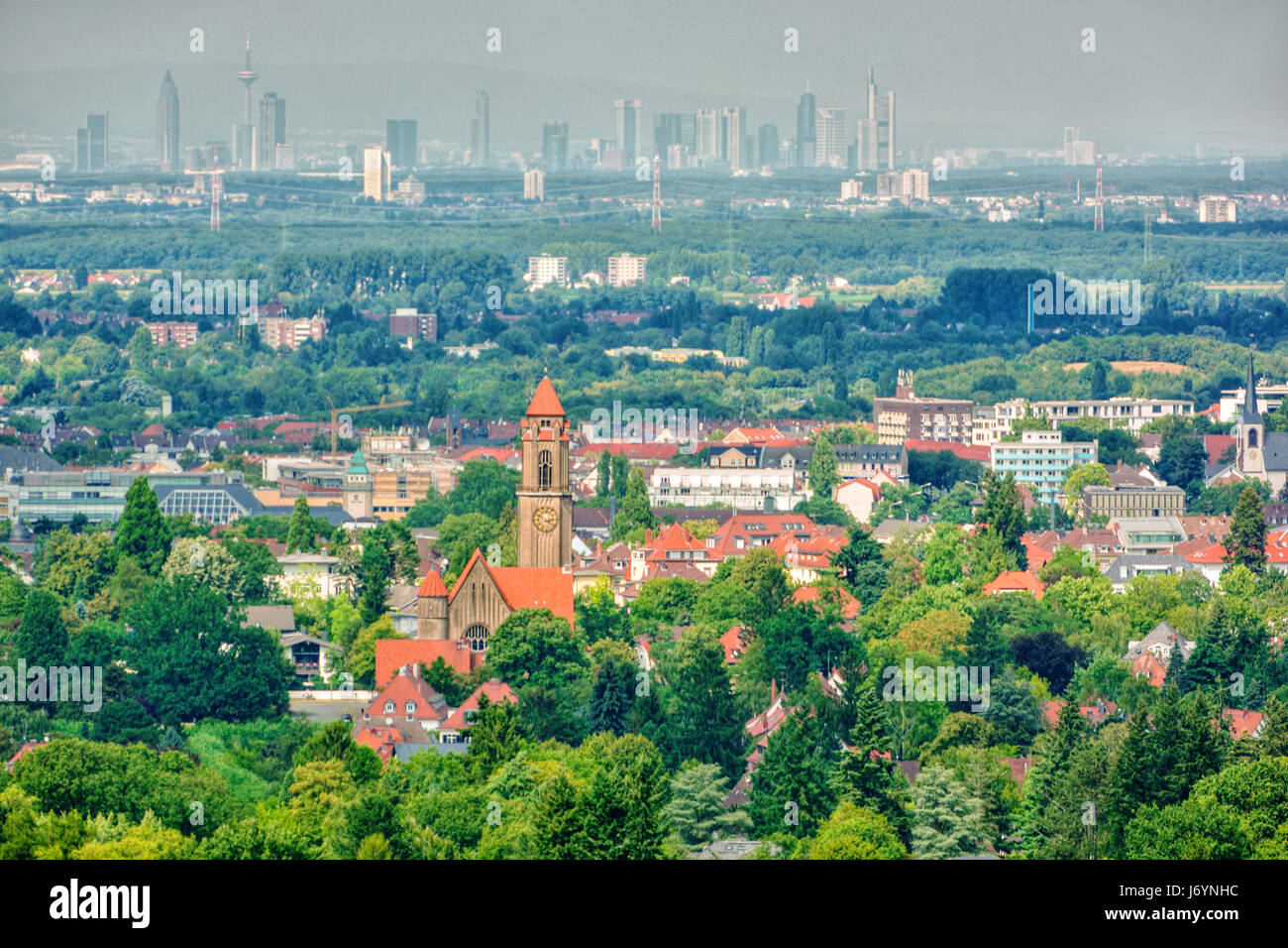 Paesaggio urbano, Darmstadt e Francoforte sul meno, Assia, Germania Foto Stock