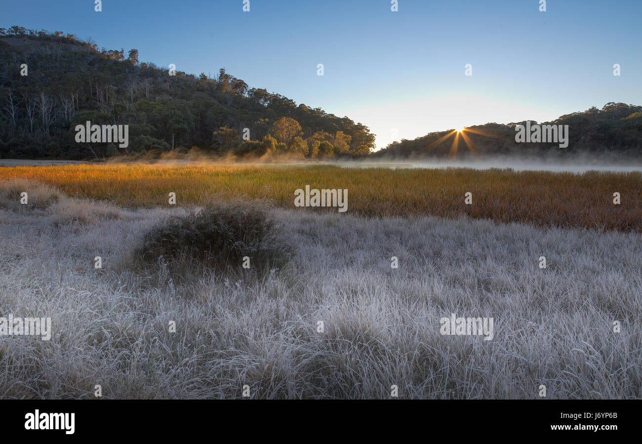 Il lago di Catani, Mount Buffalo, Hume Victoria, Australia Foto Stock