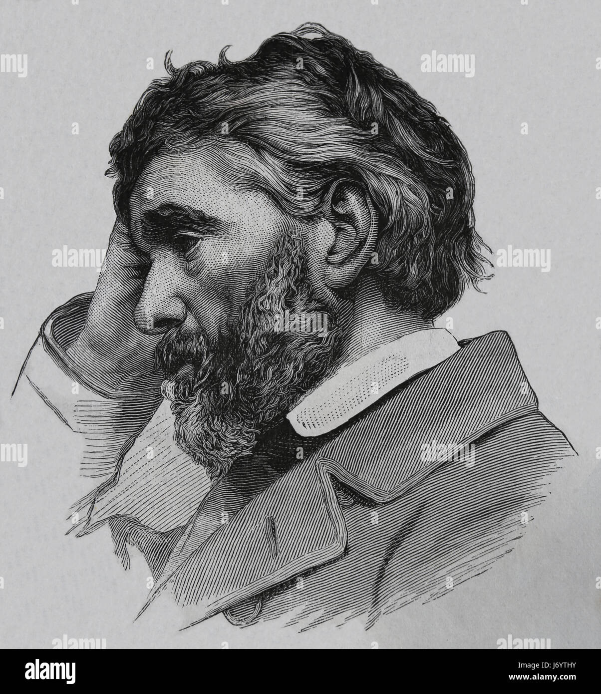 Thomas Carlyle (1795-1881). Il filosofo scozzese e storico. Incisione, XIX sec.. Il nostro secolo,1883. Foto Stock