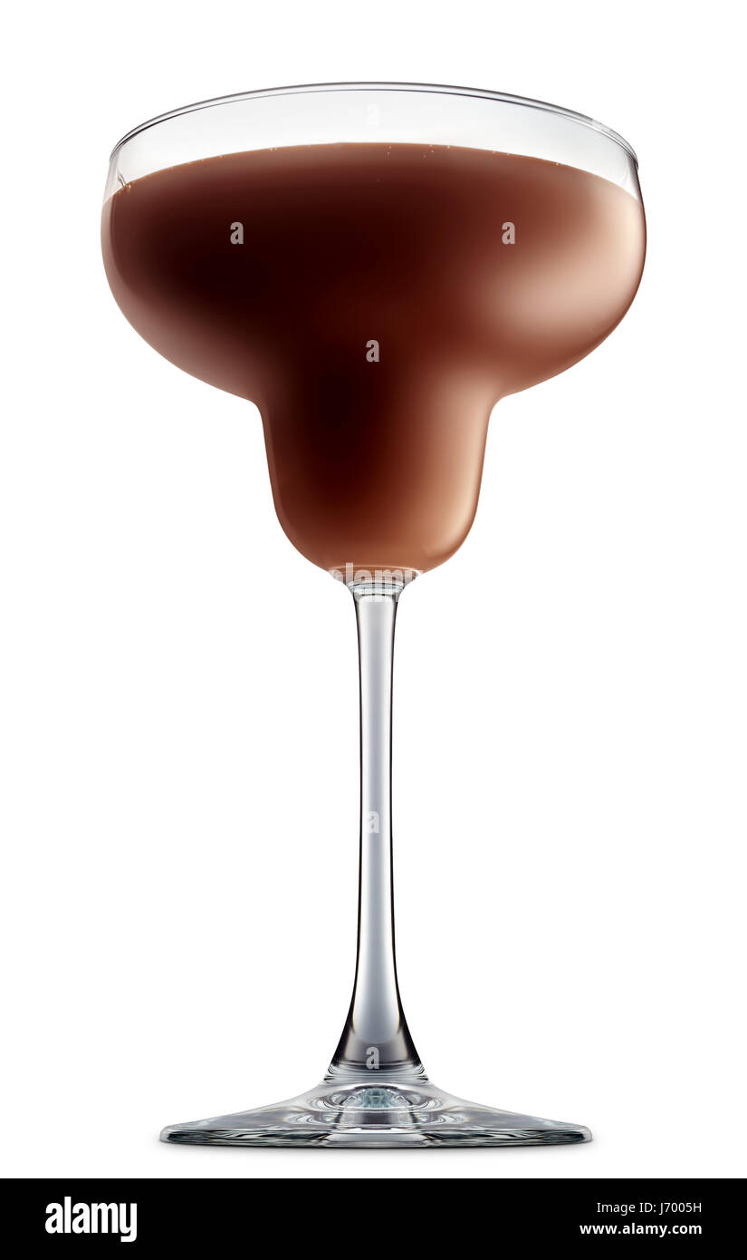 Original Irish Cream Liqueuron cocktail alcolici o cioccolato mocktail in margarita vetro con bevanda marrone isolati su sfondo bianco Foto Stock