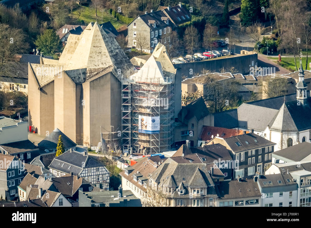 Neviges chiesa di pellegrinaggio, chiesa di pellegrinaggio di Maria Regina della pace, la Chiesa del pellegrinaggio Neviges, Chiesa del pellegrinaggio di Neviges, Velbert-Neviges distric Foto Stock