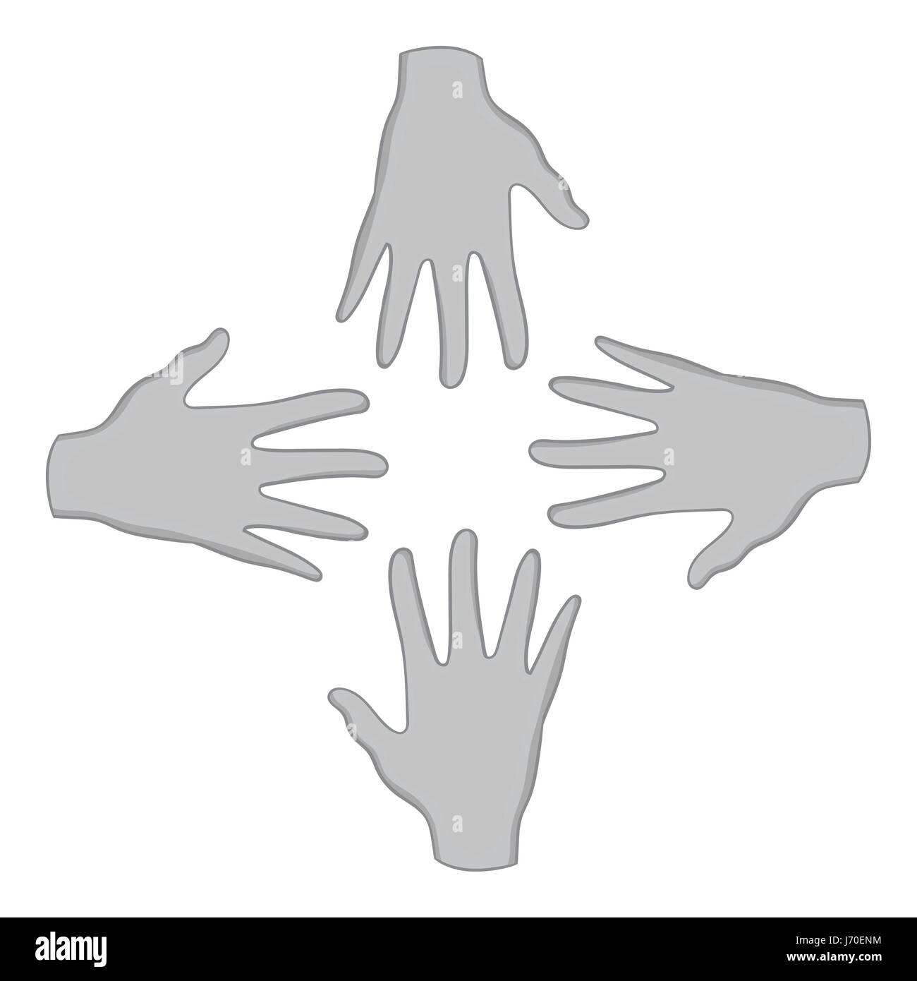 Aiutando le mani icona, nero stile monocromatico Illustrazione Vettoriale