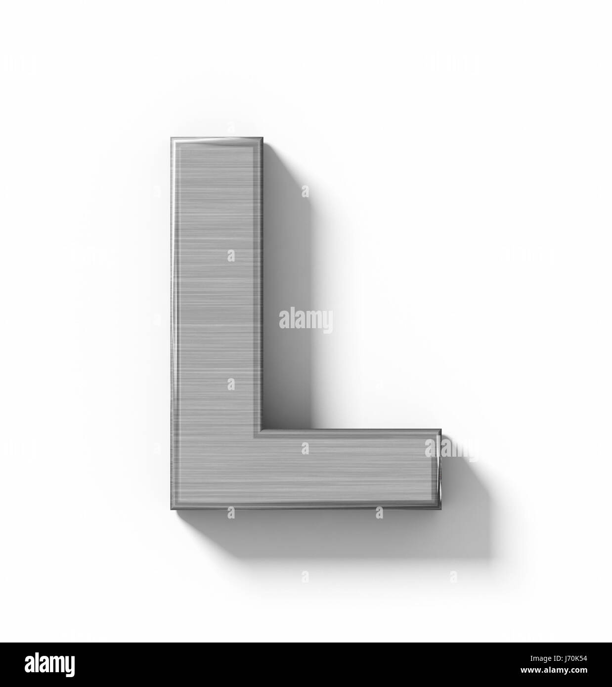 La lettera L 3D metallo isolato su bianco con ombra - proiezione ortogonale  - 3d rendering Foto stock - Alamy