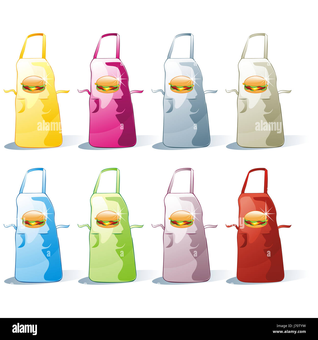 Illustrazione isolato grembiule grembiule vestire abbigliamento abbigliamento chef cibo aliment Foto Stock