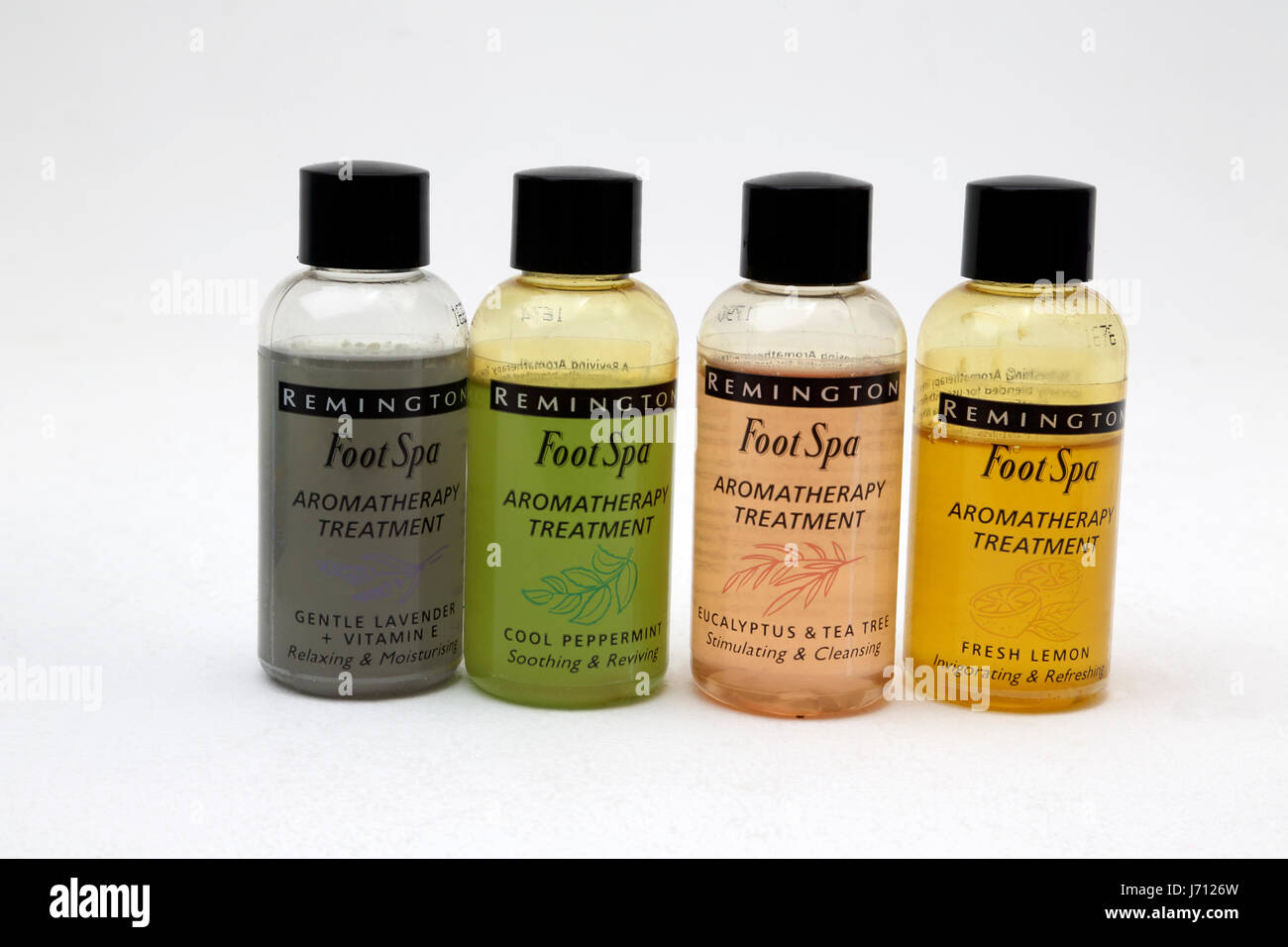 Remington piede Spa aromaterapia oli di trattamento - lavanda, menta, eucalipto e Tea Tree e freschi aromi di limone Foto Stock