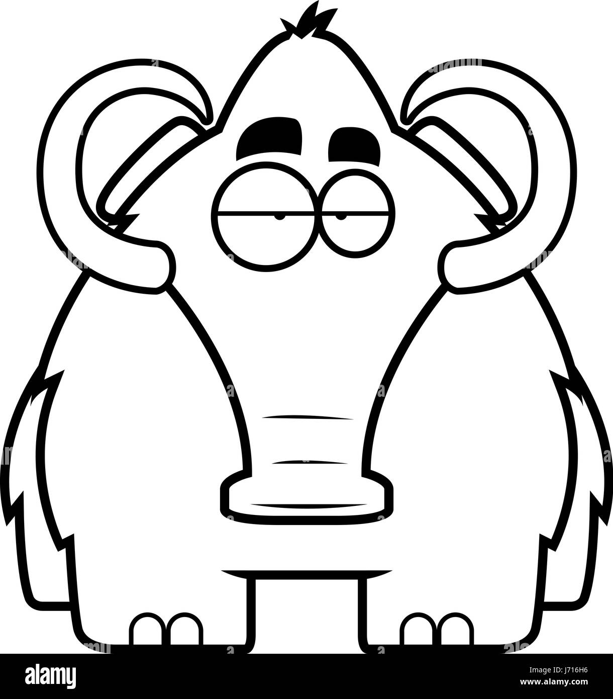 Un grande cartone animato marrone mammut lanosi permanente. Illustrazione Vettoriale