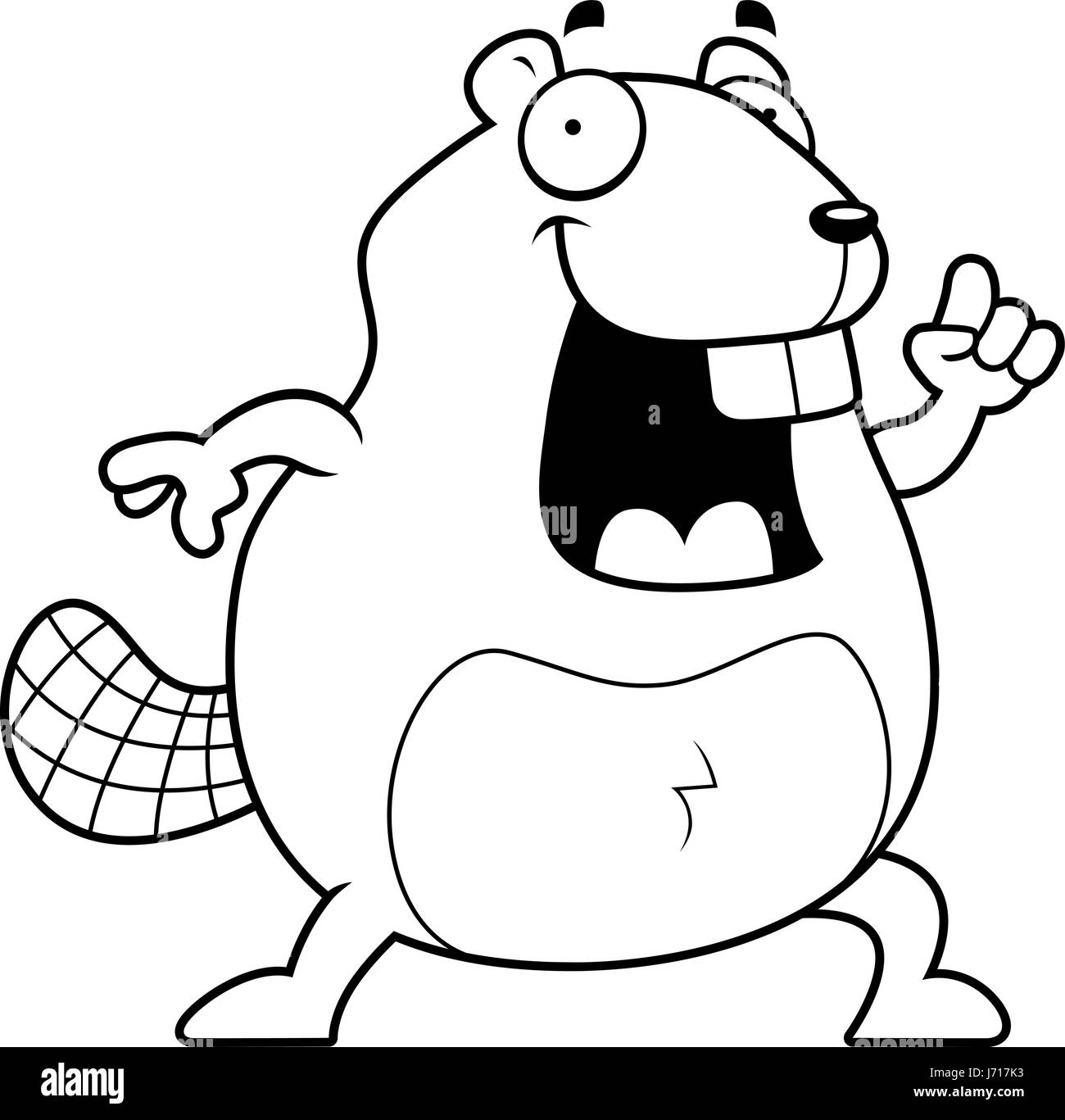 Un felice cartoon beaver con un'idea. Illustrazione Vettoriale