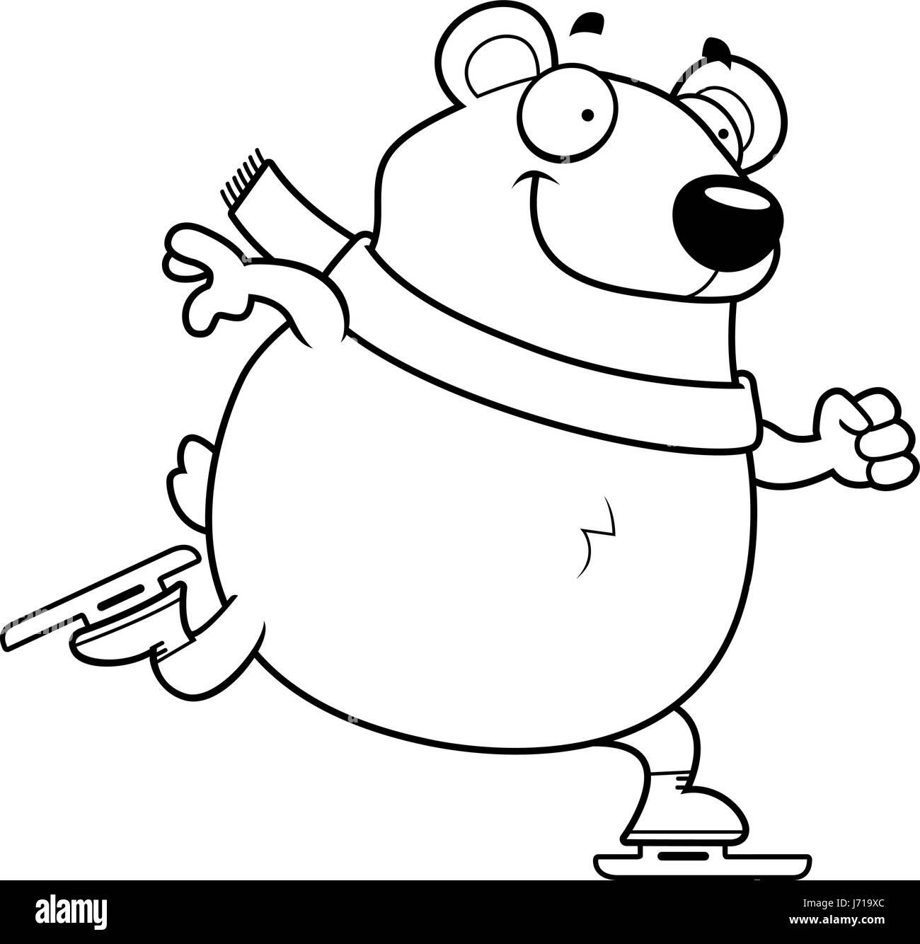 Un cartoon illustrazione di un orso polare pattinaggio sul ghiaccio. Illustrazione Vettoriale