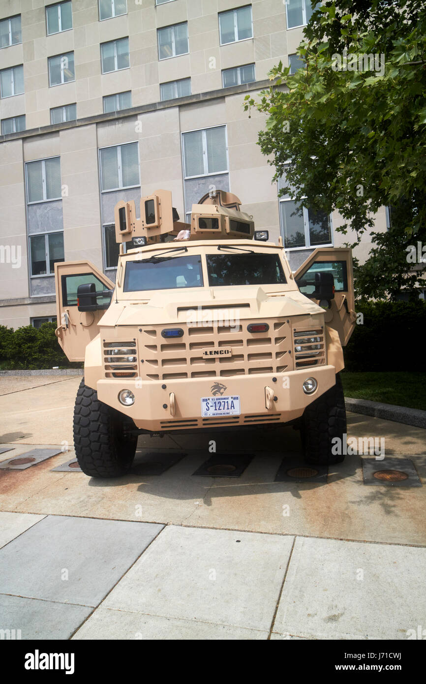 Dipartimento di stato lenco bearcat g5 vicino la sicurezza privata dettaglio personale blindato veicolo Washington DC USA Foto Stock