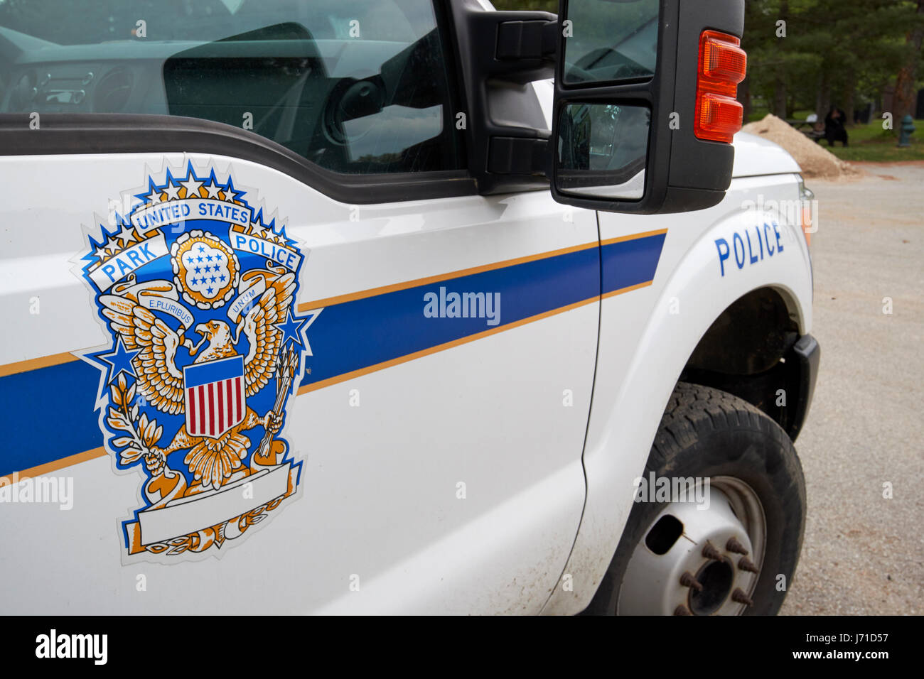 Stati Uniti parco veicoli della polizia logo crest National Mall di Washington DC USA Foto Stock