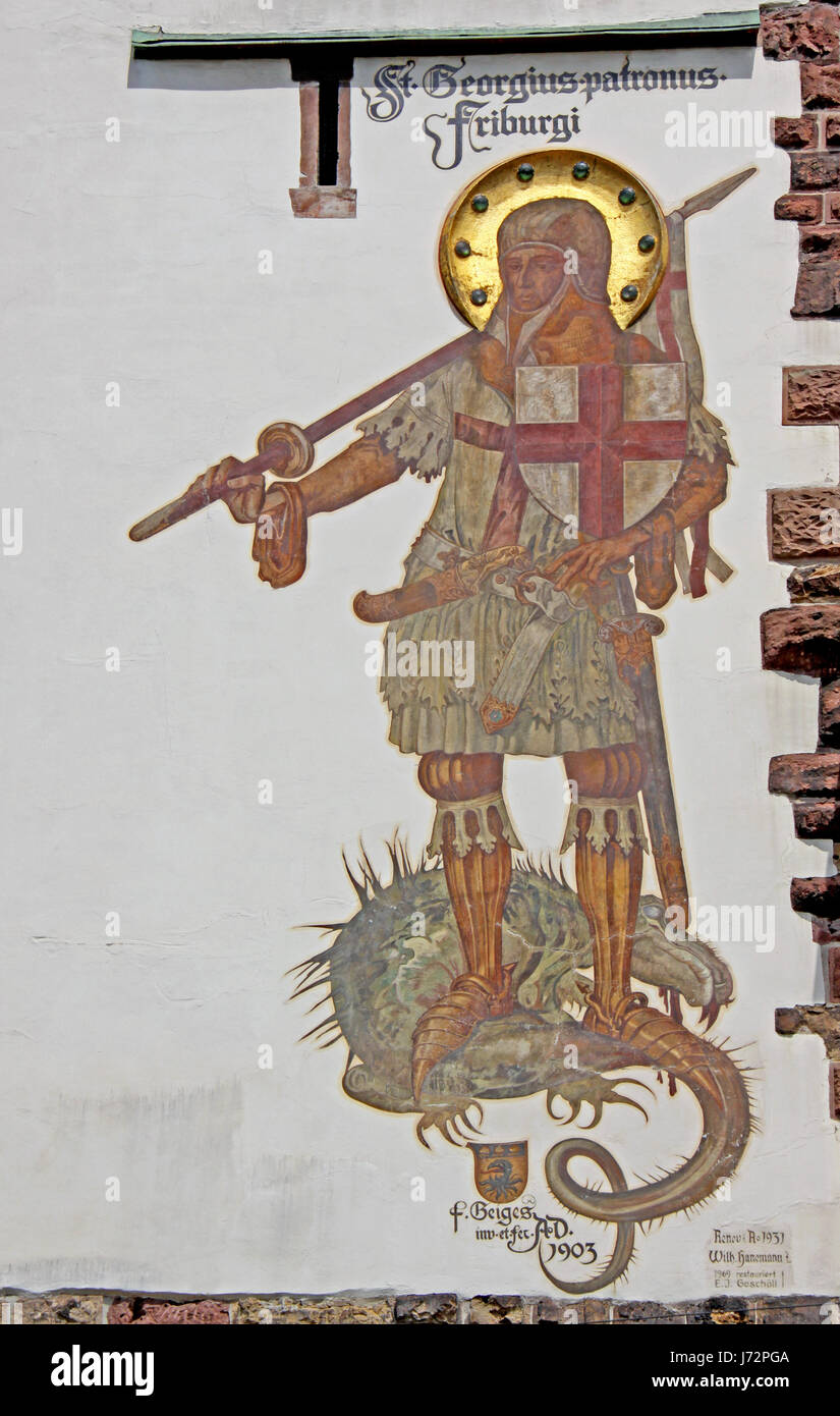 George patrono freiburg saint leggenda emblema george lancia bastille patrono monster Foto Stock