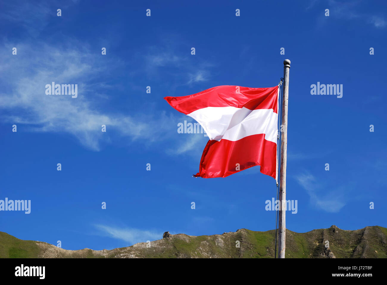 Austria bandiera nazionale flagstaff pennone firmamento cielo pittogramma Foto Stock