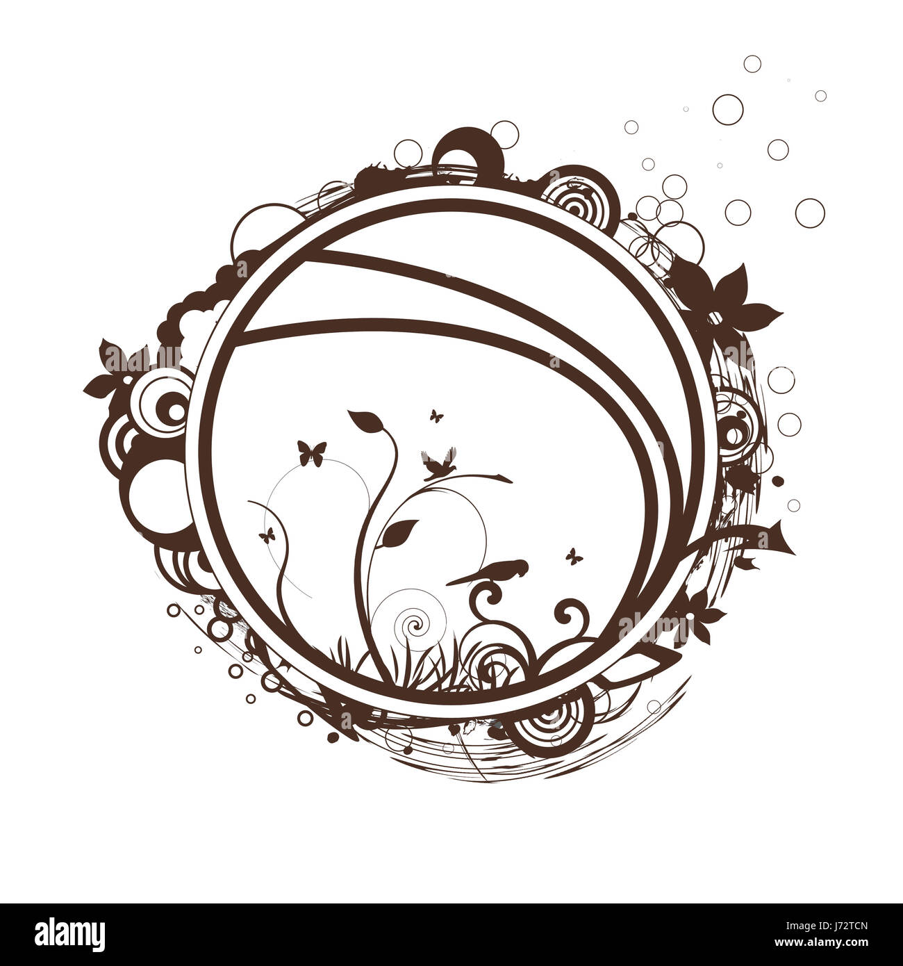 Deco decorazione cerchio cerchi carta da parati decorativa arte uccelli fiore pianta fiorisce Foto Stock