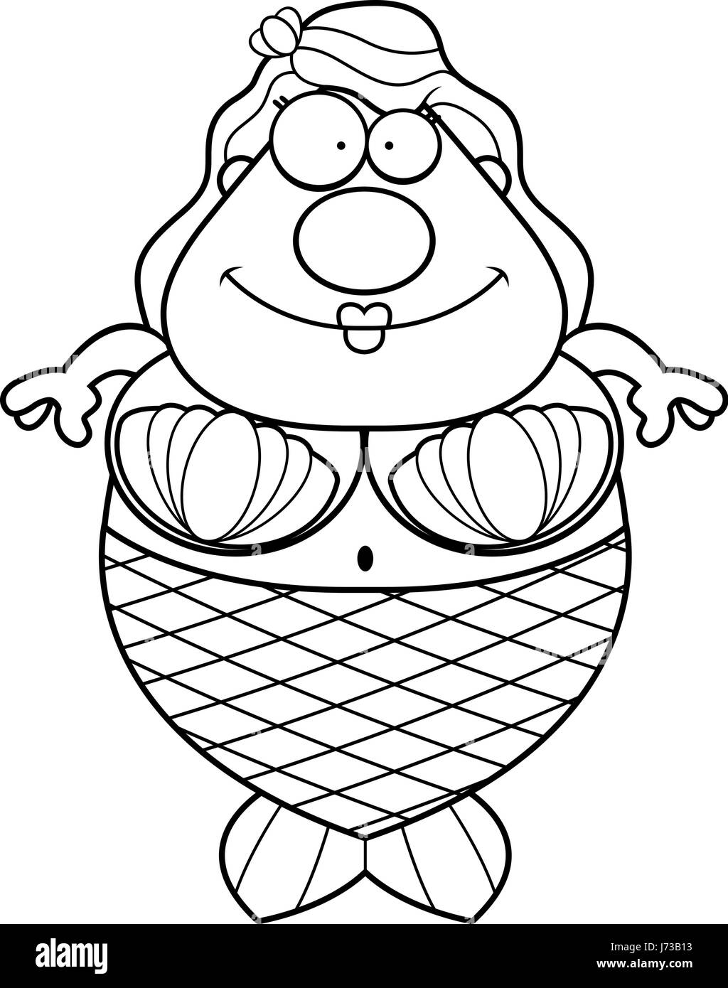 Un cartoon mermaid donna sorridente e felice. Illustrazione Vettoriale