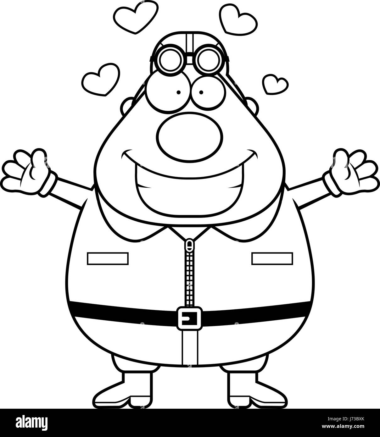 Un cartoon illustrazione di un pilota pronto a dare un abbraccio. Illustrazione Vettoriale