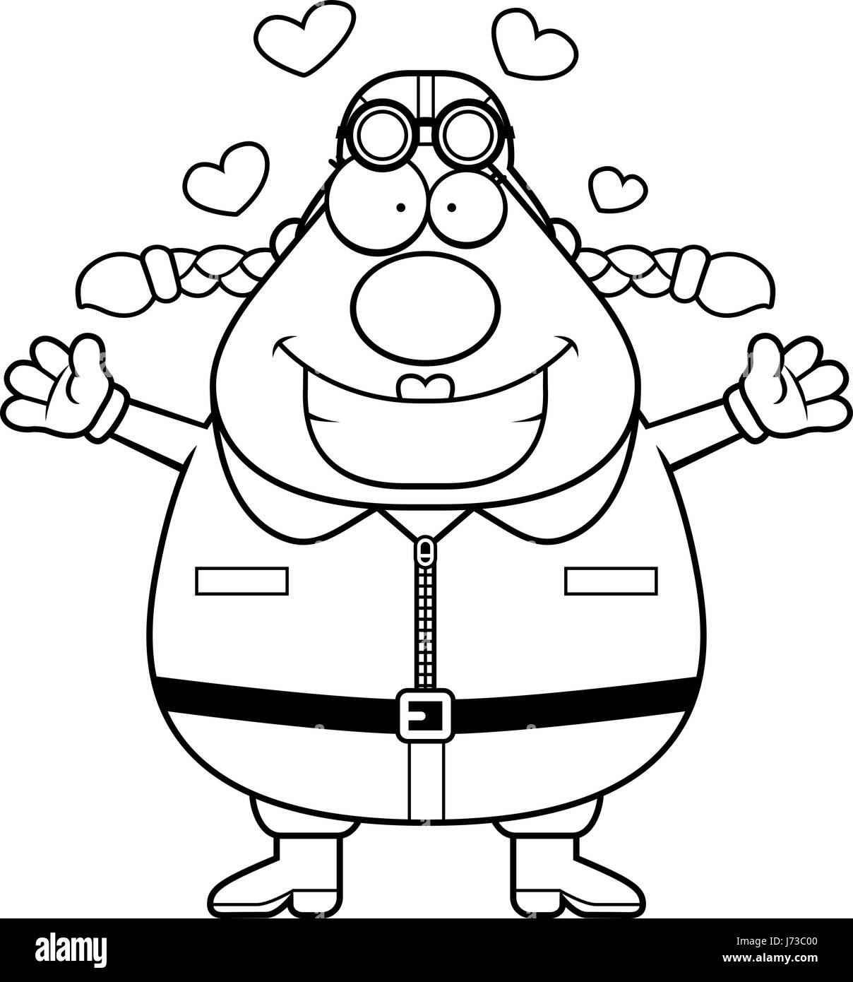 Un cartoon illustrazione di un pilota pronto a dare un abbraccio. Illustrazione Vettoriale