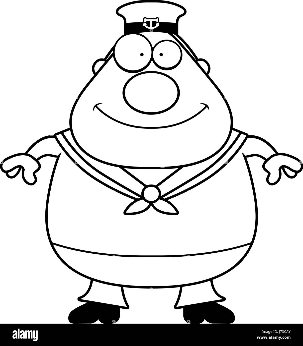 Un cartoon illustrazione di un marinaio sorridente. Illustrazione Vettoriale
